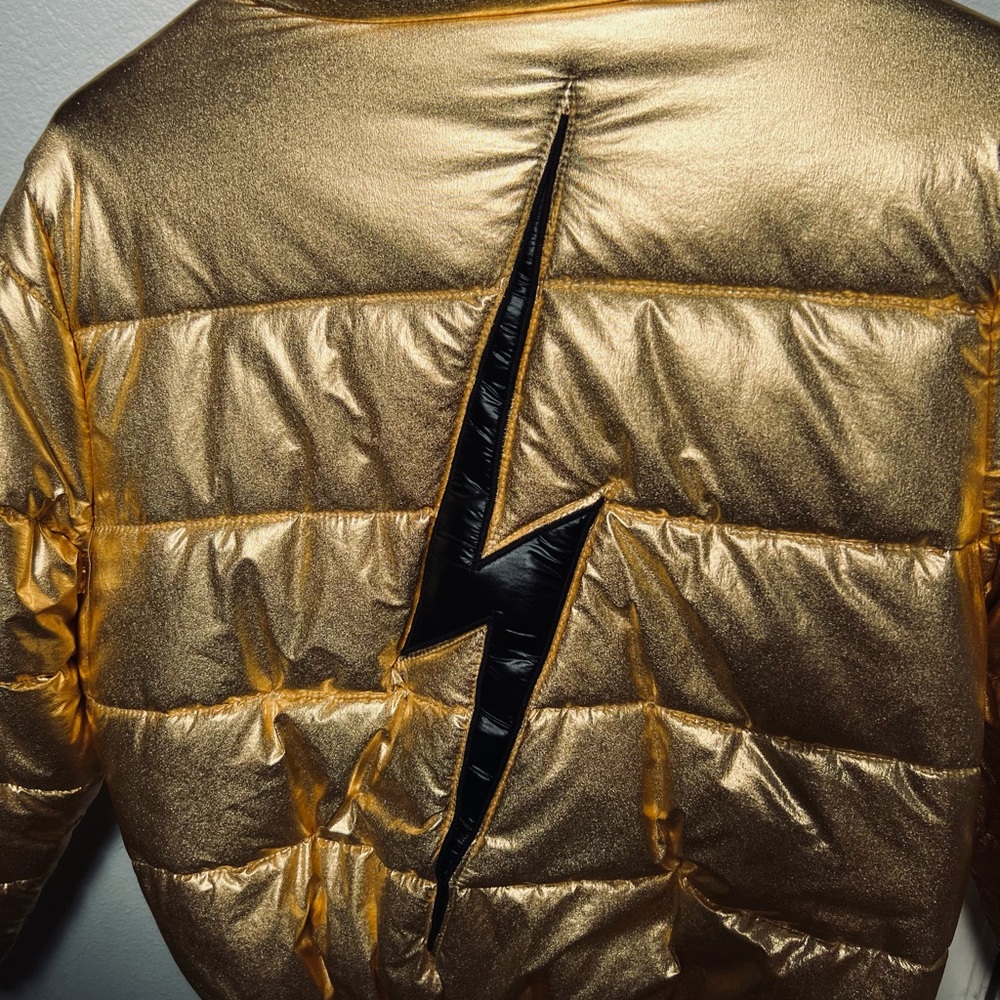 Aviator Nation Metallic Gold Puffer Jacket - Picture 13 of 13